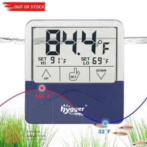 Hygger Digital External Aquarium Thermometer - Easy Read, Accurate Temperature, Alarms - Large Size