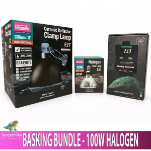 Reptile Basking Bundle – 100W Halogen & Dimming Thermostat (Graphite)